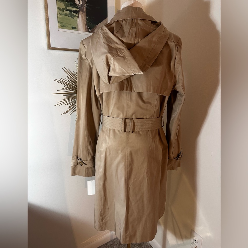Cole Haan Double-Breasted Tan Trench Coat L - Picture 10 of 11